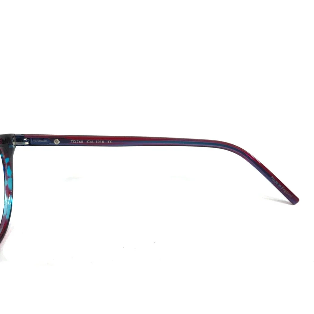 Tom Davies Eyeglasses Frames TD760 Col. 1018 Blue Purple Red Horn 50-15-140